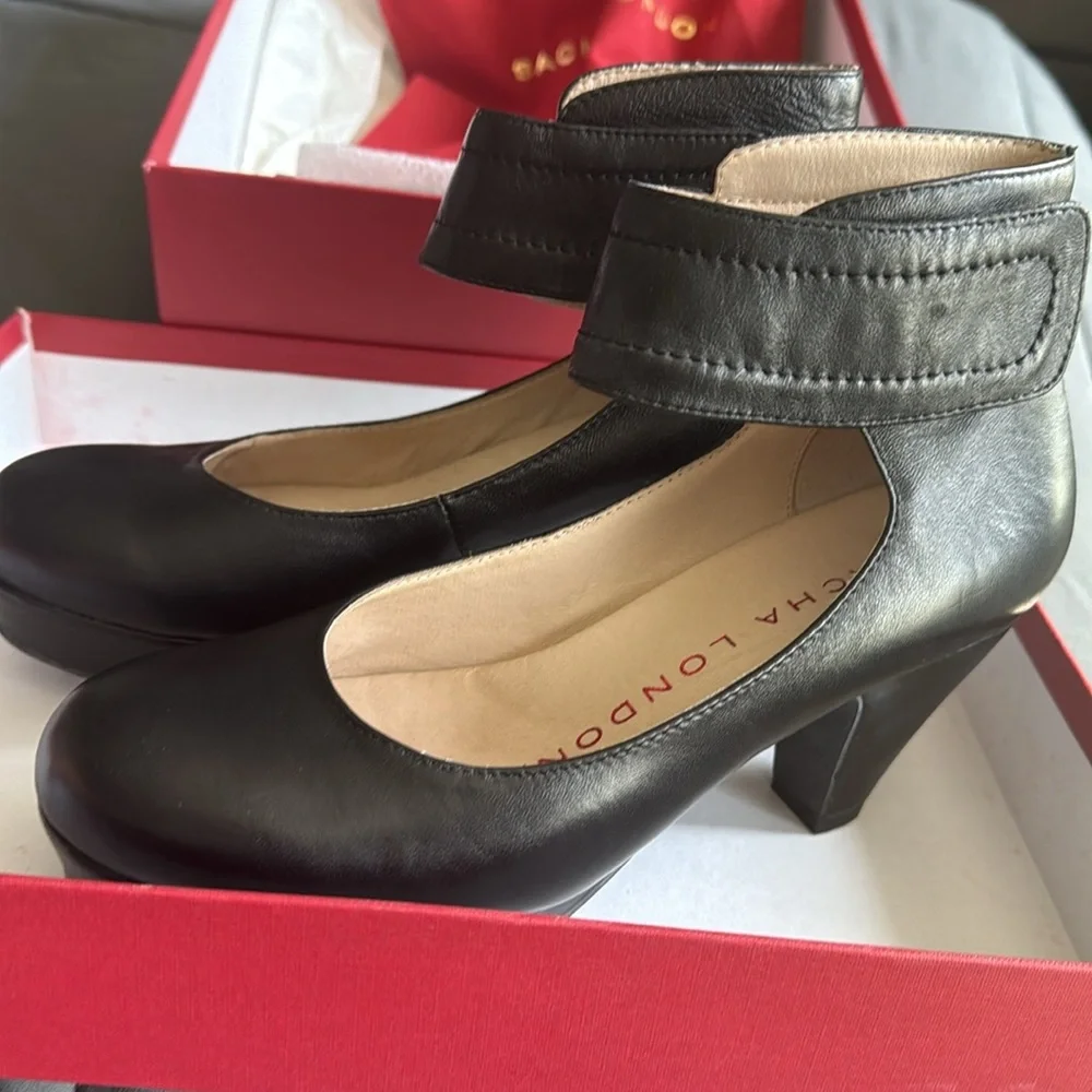 Sacha London Vera Leather Platform Heels Black Ankle Strap‎ Pumps Size 6 - Picture 2 of 8